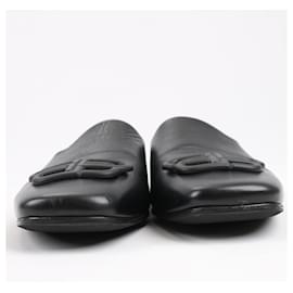 Balenciaga-Balenciaga BB Logo Leather Mule in Black 590935, Size 37-Black