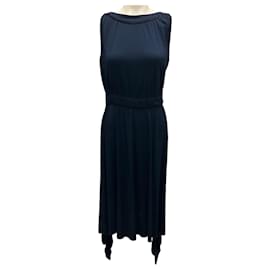 Chanel-Chanel Navy Blue 2009 Draped Detail Sleeveless Jersey Dress-Navy blue