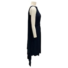 Chanel-Chanel Navy Blue 2009 Draped Detail Sleeveless Jersey Dress-Navy blue