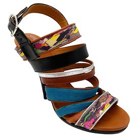 Dries van Noten Blue / Black Multi Strap Sandals Multiple colors