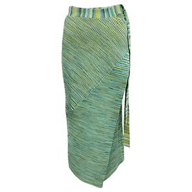 Jupe midi en tricot Space Dye bleu baltique de Jonathan Simkhai Vert