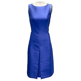 Michael Kors-Michael Kors Sapphire Resort 2012 Shantung A-Line Sheath Dress-Blue