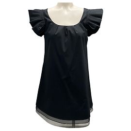 Vestido mini preto com babados Thakoon Preto