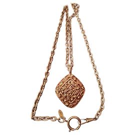 Collier Chanel Coco Mark plaqué or Doré