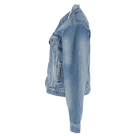 Balenciaga-Balenciaga Political Campaign Distressed Jacket in Blue Cotton Denim-Blue,Light blue