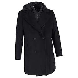 Balmain-Balmain Hooded Double-Breasted Coat in Black Wool-Black