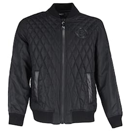 Balmain Quilted Bomber Jacket in Black Polyester Black
