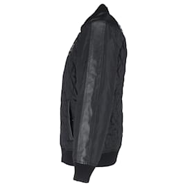 Balmain-Balmain Quilted Bomber Jacket in Black Polyester-Black
