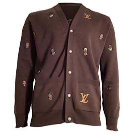 Louis Vuitton-Louis Vuitton Embroidered Cardigan in Brown Cotton-Brown