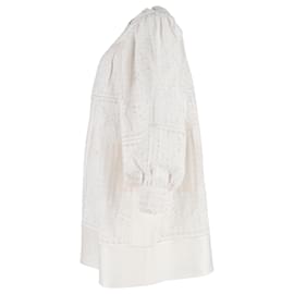 Ulla Johnson- Ulla Johnson Bianca Lace Detail Mini Dress in White Cotton-White,Cream