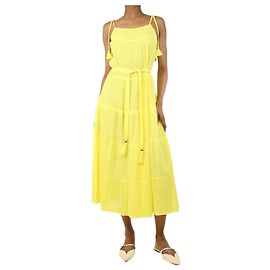 Melissa Odabash Robe d'été midi en coton jaune à volants - taille XS Jaune
