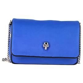 Alexander Mcqueen-Alexander McQueen Skull Crossbody Bag in Blue Polyester-Blue