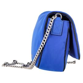 Alexander Mcqueen-Alexander McQueen Skull Crossbody Bag in Blue Polyester-Blue