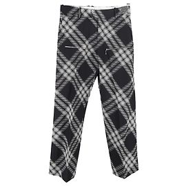 Burberry gerade geschnittene karierte Hose aus schwarzer Wolle Schwarz