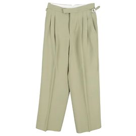 Calças largas plissadas em crepe AMI Paris em viscose verde Verde