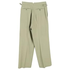 Ami-AMI Paris Pleated Wide-Leg Crepe Pants in Green Viscose-Green