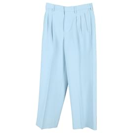 Ami-AMI Paris Pleated Trousers in Light Blue Wool -Blue,Light blue