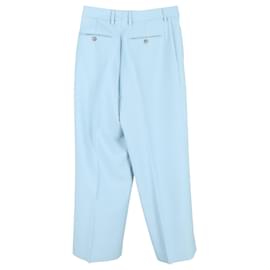 Ami-AMI Paris Pleated Trousers in Light Blue Wool -Blue,Light blue