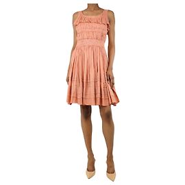 Nina Ricci Robe midi froncée rose corail - taille UK 4 Rose