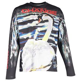 Camiseta de manga larga en algodón multicolor con estampado gráfico de cisne de Burberry Multicolor