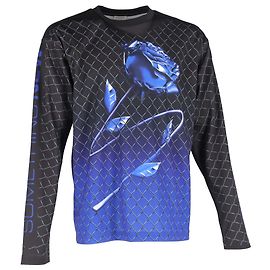 Burberry Rose Graphic Long Sleeve T-Shirt in Black and Blue Polyester  Blue