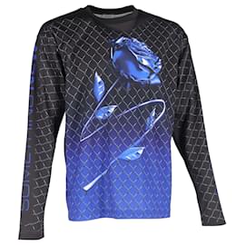 Burberry-T-shirt à manches longues Burberry Rose Graphic en polyester noir et bleu-Bleu