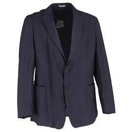 Bottega Veneta Single-Breasted Blazer in Navy Blue Wool Blue Navy blue