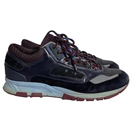 Lanvin-Tênis Lanvin Runners DS em camurça azul e couro-Azul