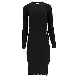 Thierry Mugler Mugler Strickkleid mit Piercing-Details aus schwarzer Viskose Schwarz
