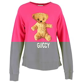 Gucci- Gucci Embroidered Teddy Bear Sweater in Pink Cotton-Pink