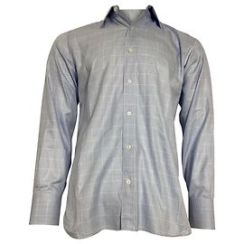 Camicia a maniche lunghe a quadri Tom Ford in cotone blu Blu Blu chiaro