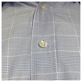 Tom Ford- Tom Ford Checkered Long Sleeve Shirt in Blue Cotton-Blue,Light blue