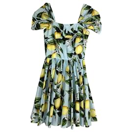 Dolce & Gabbana- Dolce & Gabbana Lemon Print Mini Dress in Multicolor Cotton-Multiple colors