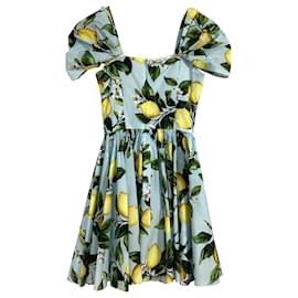 Dolce & Gabbana- Dolce & Gabbana Lemon Print Mini Dress in Multicolor Cotton-Multiple colors