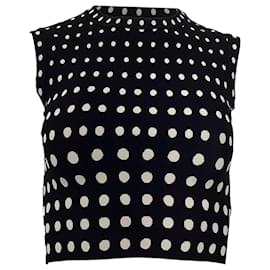 Autre Marque-Alaia Polka Dot Sleeveless Crop Top in Black Viscose-Black