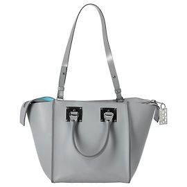 Bolsa de Ombro Albion de Sophie Hulme em Couro Cinza Cinza
