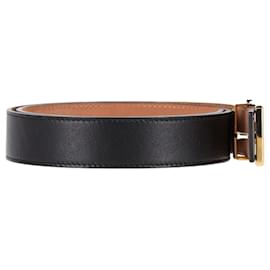 Fendi-Fendi Double F Logo Belt in Black Leather-Black