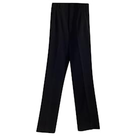 Saint Laurent-Saint Laurent High-Rise Wide-Leg Trousers in Black Wool-Black