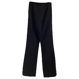 Saint Laurent-Saint Laurent High-Rise Wide-Leg Trousers in Black Wool-Black