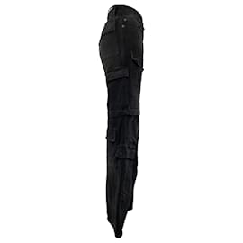 Balenciaga- Balenciaga Washed Flared Cargo Pants in Black Cotton Denim-Black