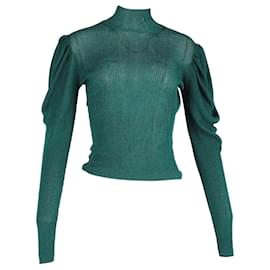 Autre Marque-Caroline Constas Puff Sleeve Turtleneck Jumper In Green Viscose-Green