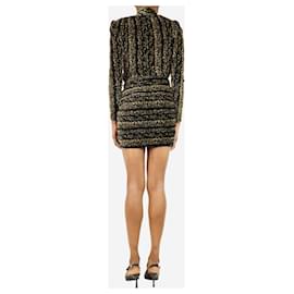 Balenciaga-Black velvet draped dress - size UK 10-Black