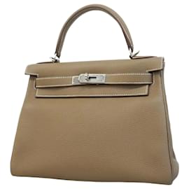 Hermès-Sac à main Hermes Kelly 28 en gris Etoupe-Taupe