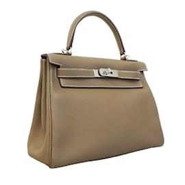 Hermès-Hermes Kelly 28 Handbag in Etoupe Gray-Taupe