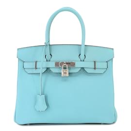 Hermès-Hermes Birkin 30 Handbag in Blue Atoll-Blue