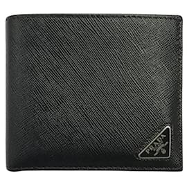 Prada-Prada Men's Bi-fold Wallet in Saffiano Leather-Black