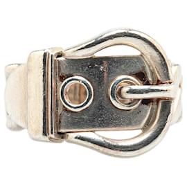 Hermès-Hermès Silver Sterling Silver Boucle Sellier Ring-Silvery