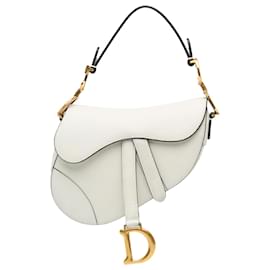 Dior-Dior White Mini Grained Calfskin Saddle Bag-White