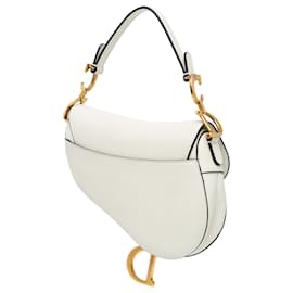 Dior-Dior White Mini Grained Calfskin Saddle Bag-White