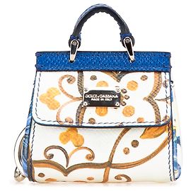 Dolce & Gabbana White Leather Sicily Key Chain White